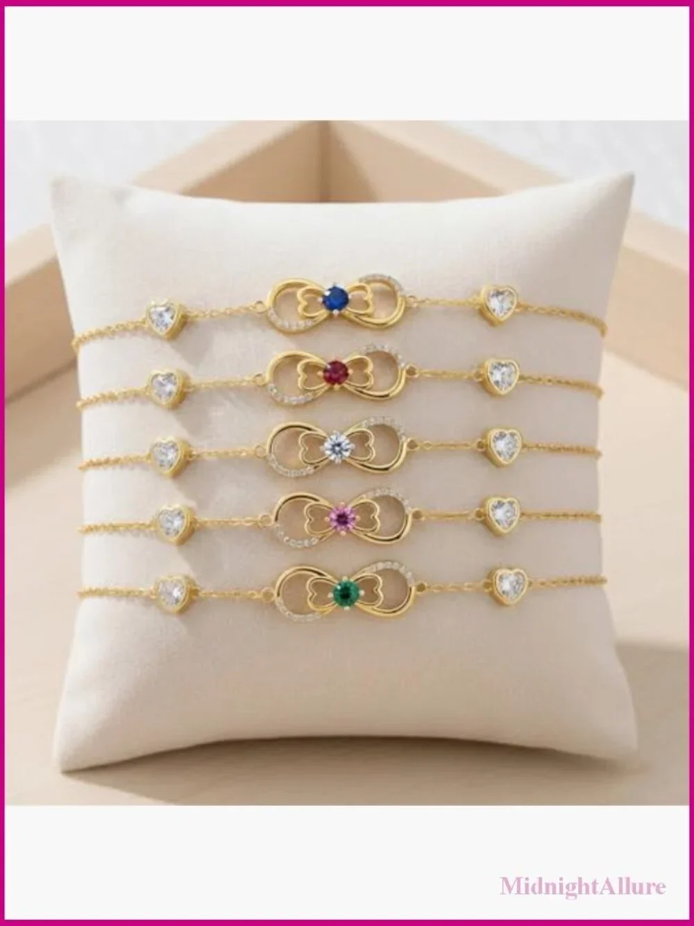 18K Gold Plated Infinity Birthstone Bracelet Link